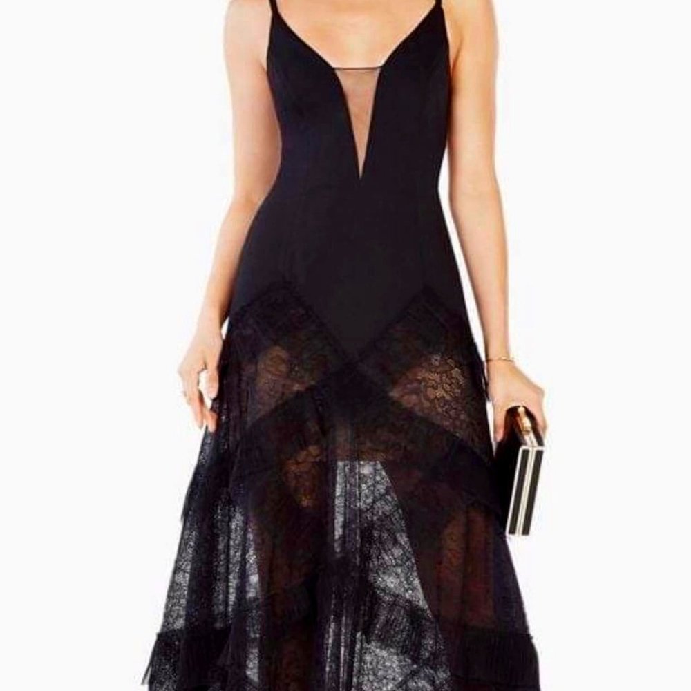New* BCBG MAXAZRIA Avaline Pleated Ruffle Skirt Lace Tulle Dress Size 10 $498 - Picture 6 of 12